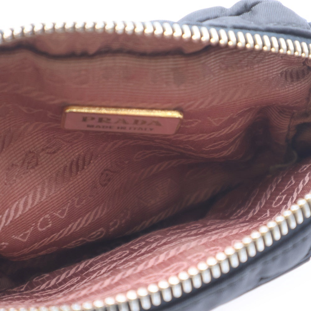 PRADA(プラダ) リボン ロゴプレート ナイロンマルチポーチ ブラック 1N1441 レディース