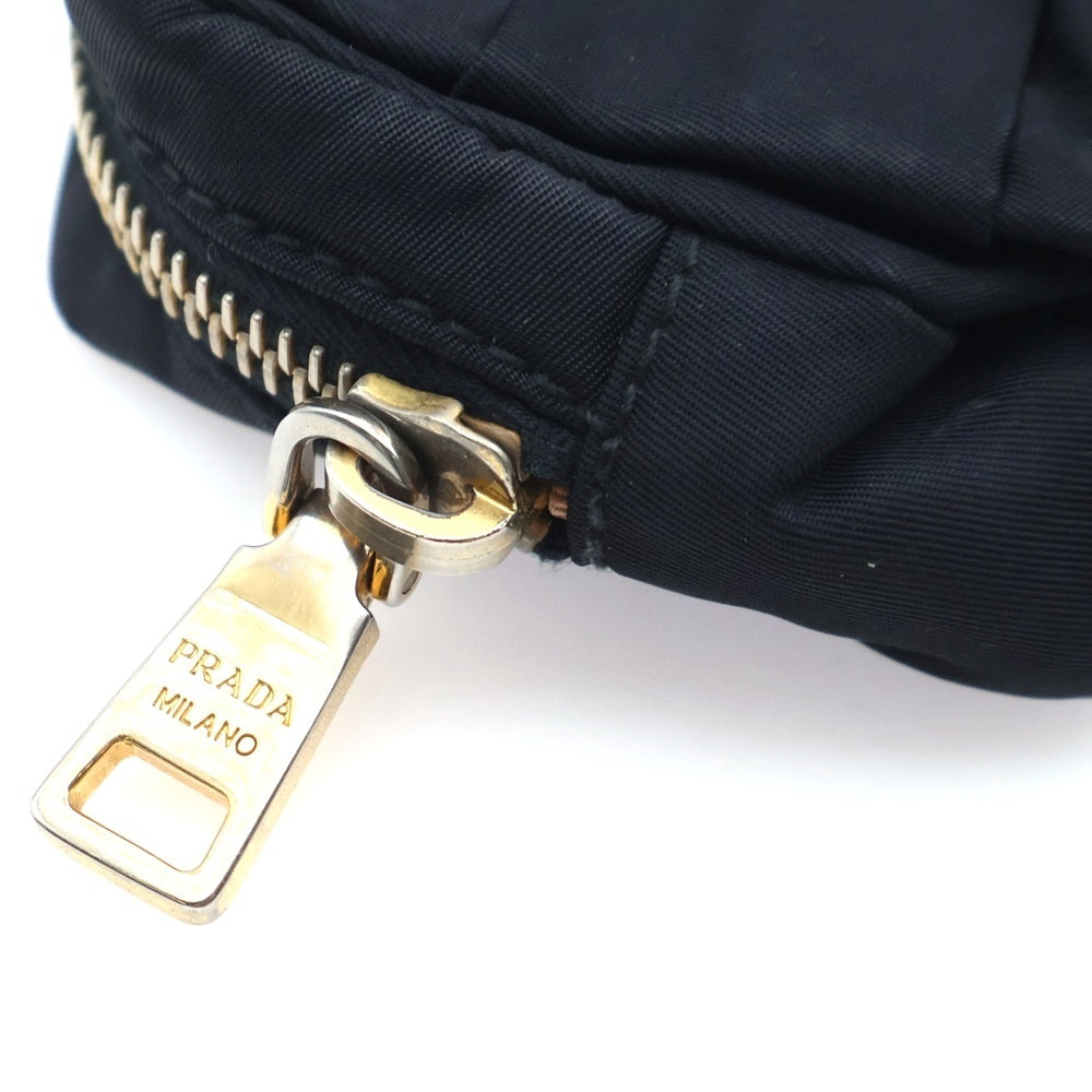 PRADA(プラダ) リボン ロゴプレート ナイロンマルチポーチ ブラック 1N1441 レディース