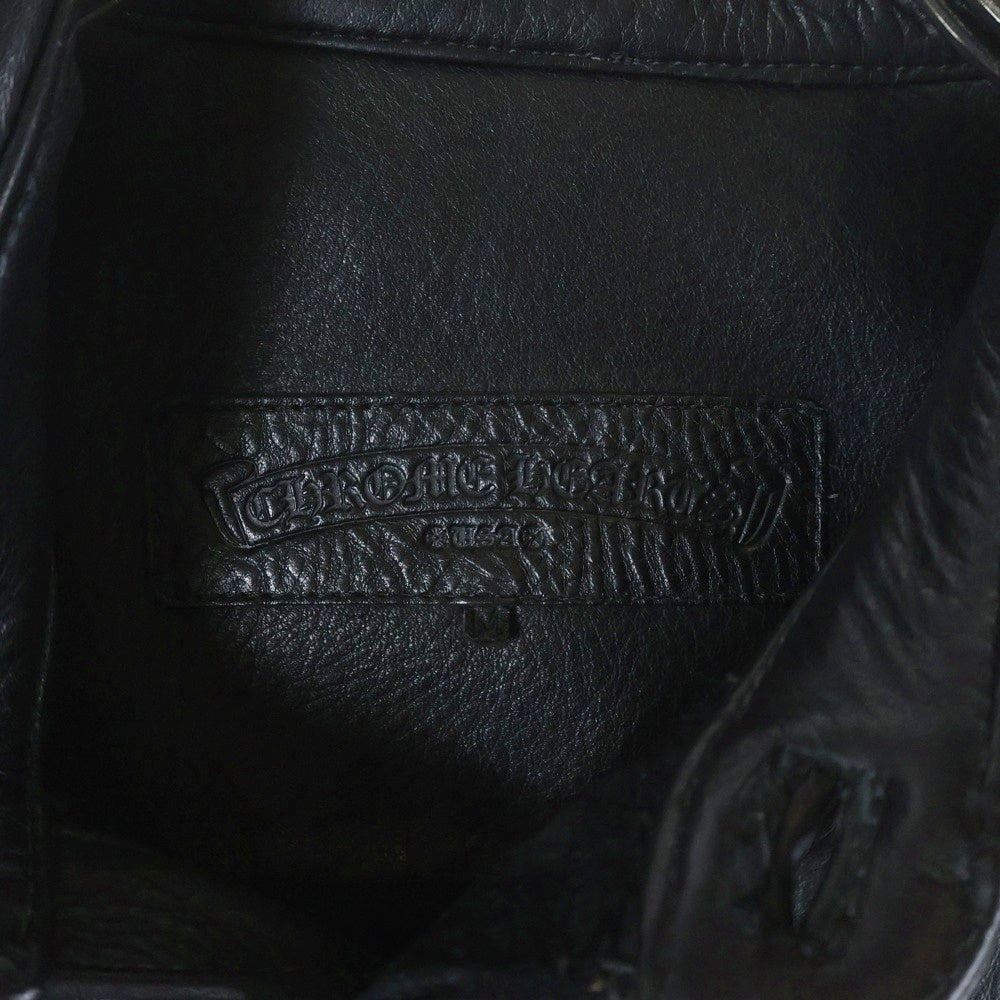 CHROME HEARTS(クロムハーツ) クロスボールボタン レザーシャツ ジャケット ブラック/シルバー