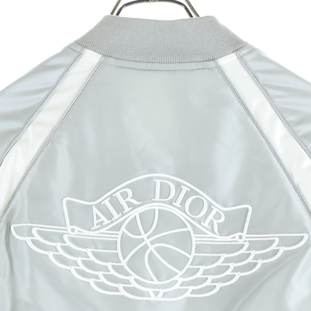DIOR(ディオール) 20AW ×AIR JORDAN エアジョーダン ロゴ刺繍 シルク ボンバージャケット ブルゾン グレー 033C401A4805