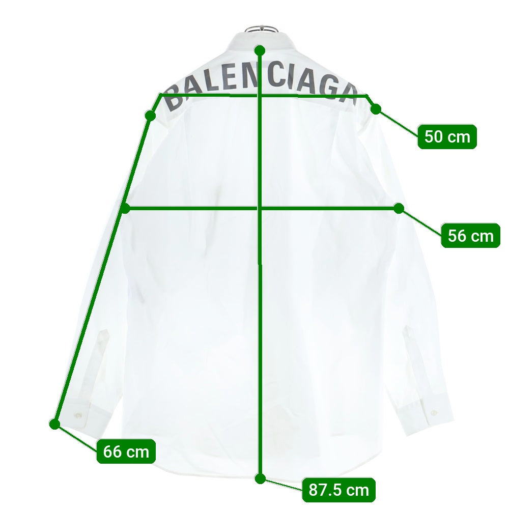 BALENCIAGA(バレンシアガ) 18SS Back Logo Print Shirt バックロゴプリント コットン ボタンダウン 長袖シャツ ホワイト 556878 TEM01