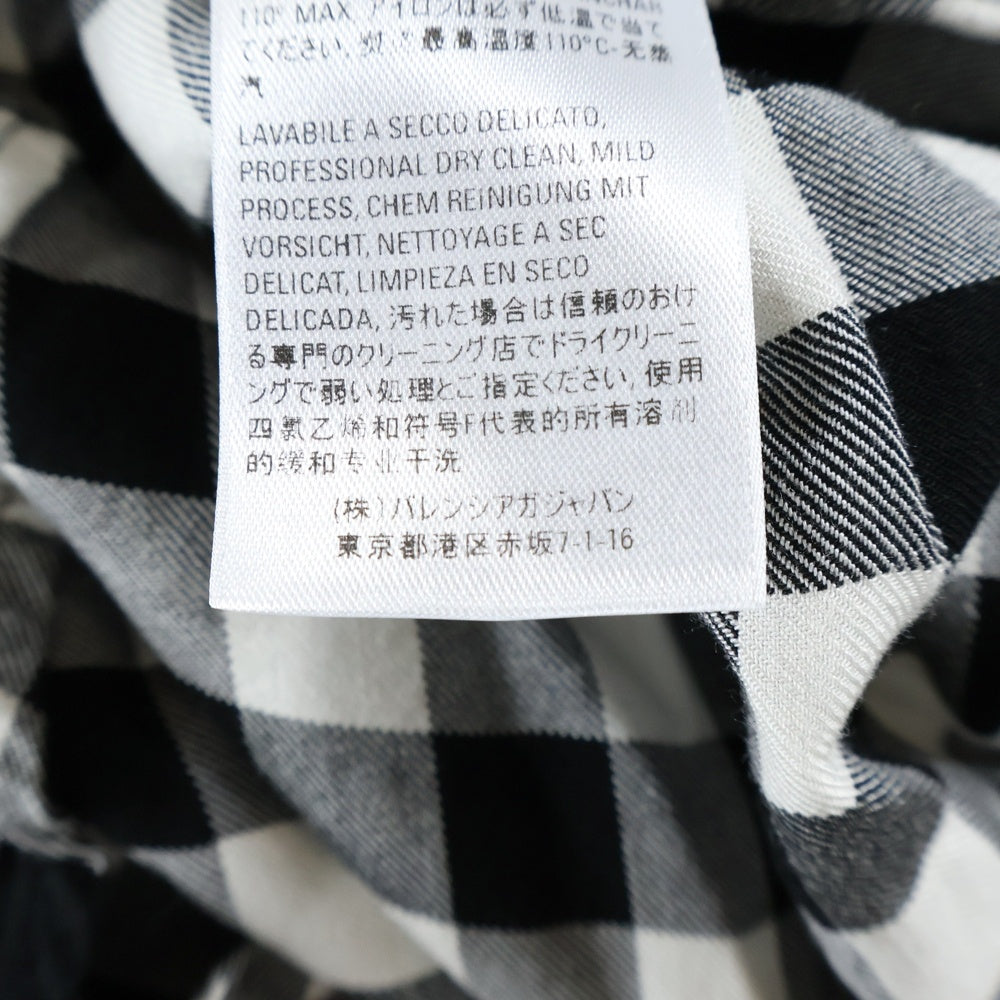 BALENCIAGA(バレンシアガ) レーヨン チェック ラグラン 長袖シャツ ブラック/ホワイト 625543 TIM13