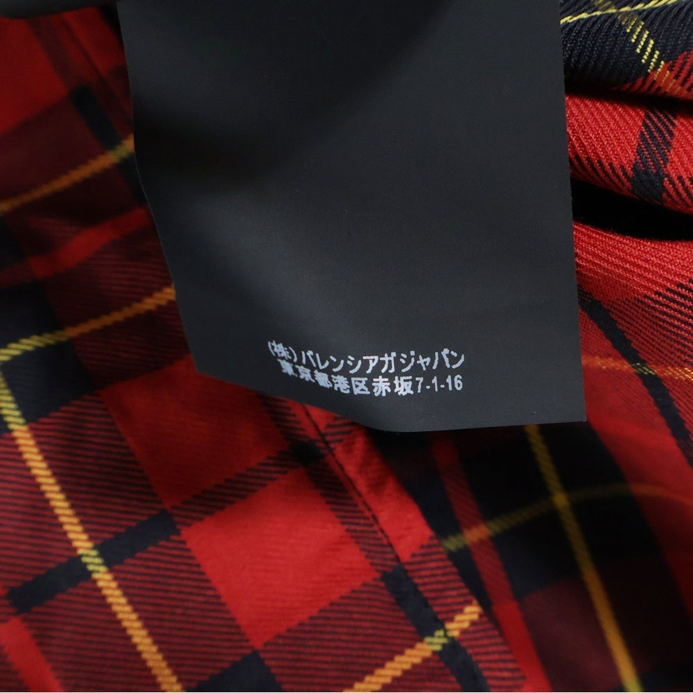 BALENCIAGA(バレンシアガ) ロゴ刺繍 チェック コットン 長袖シャツ レッド 534321 TBM22