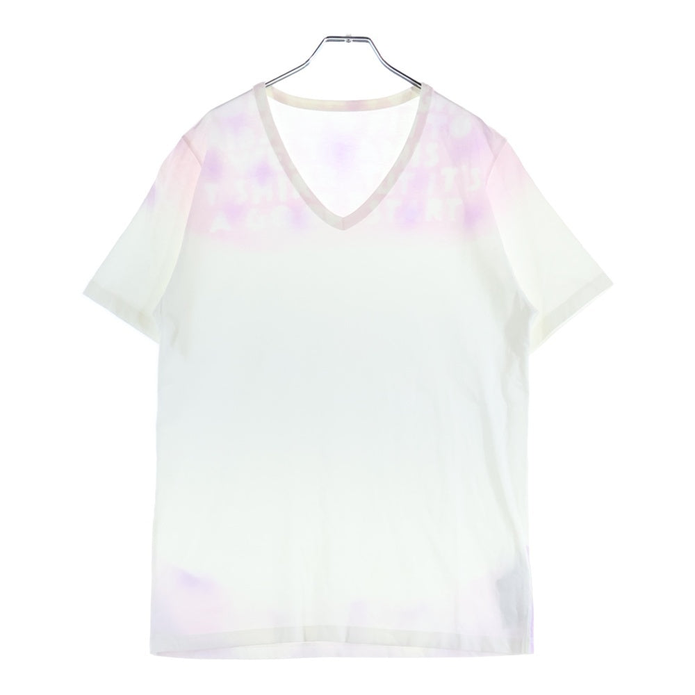 Maison Martin Margiela(メゾンマルタンマルジェラ) 19SS AIDS CHARITY エイズ チャリティ Vネック 半袖Tシャツ カットソー ホワイト/パープル S30GJ0007 S20299