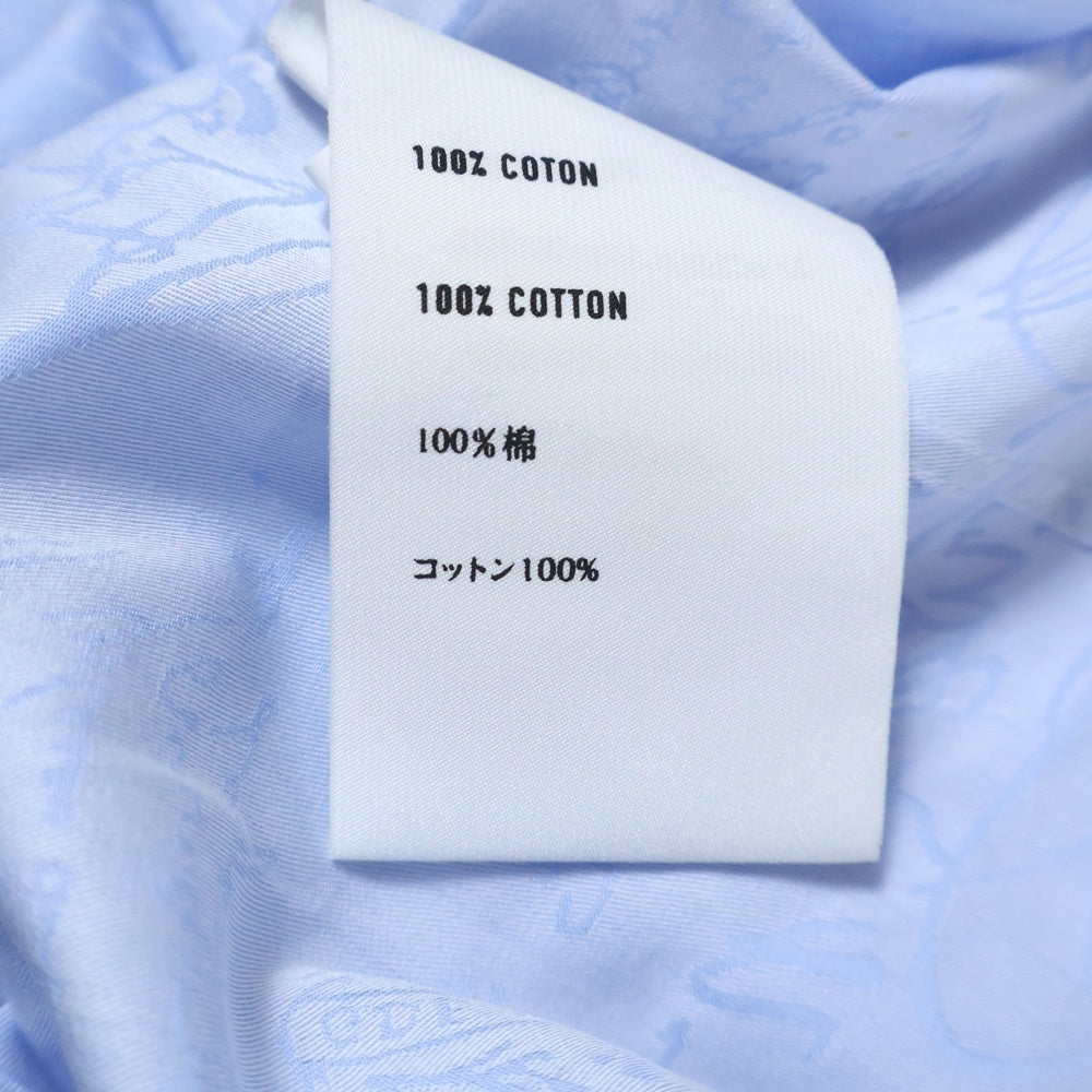 Berluti(ベルルッティ) スクリット カリグラフィー 総柄 コットン 長袖シャツ ライトブルー R15HTL37CAKT