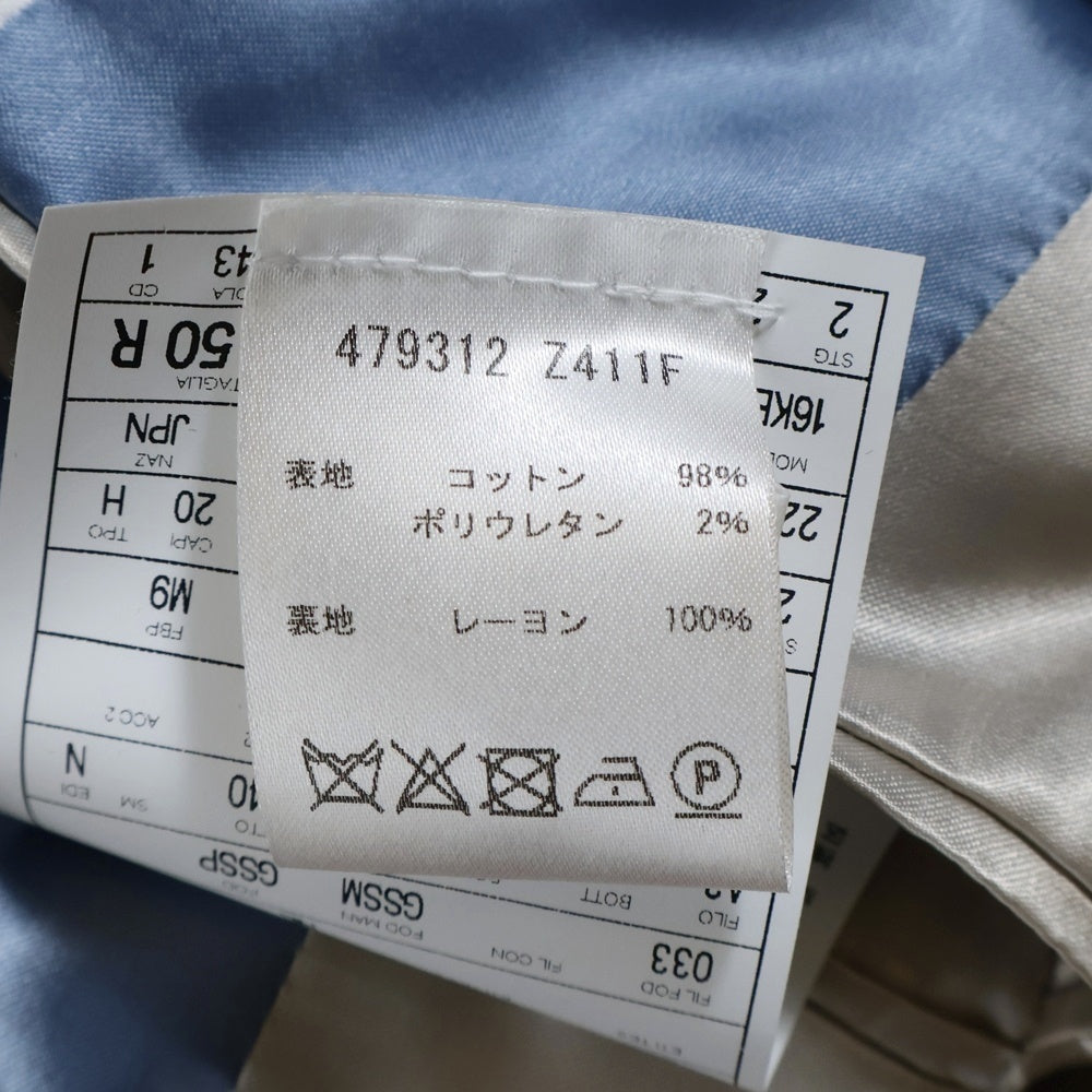 GUCCI(グッチ) シアサッカー ストライプ コットン 2B シングル テーラードジャケット ホワイト/ブルー 479312 Z411F