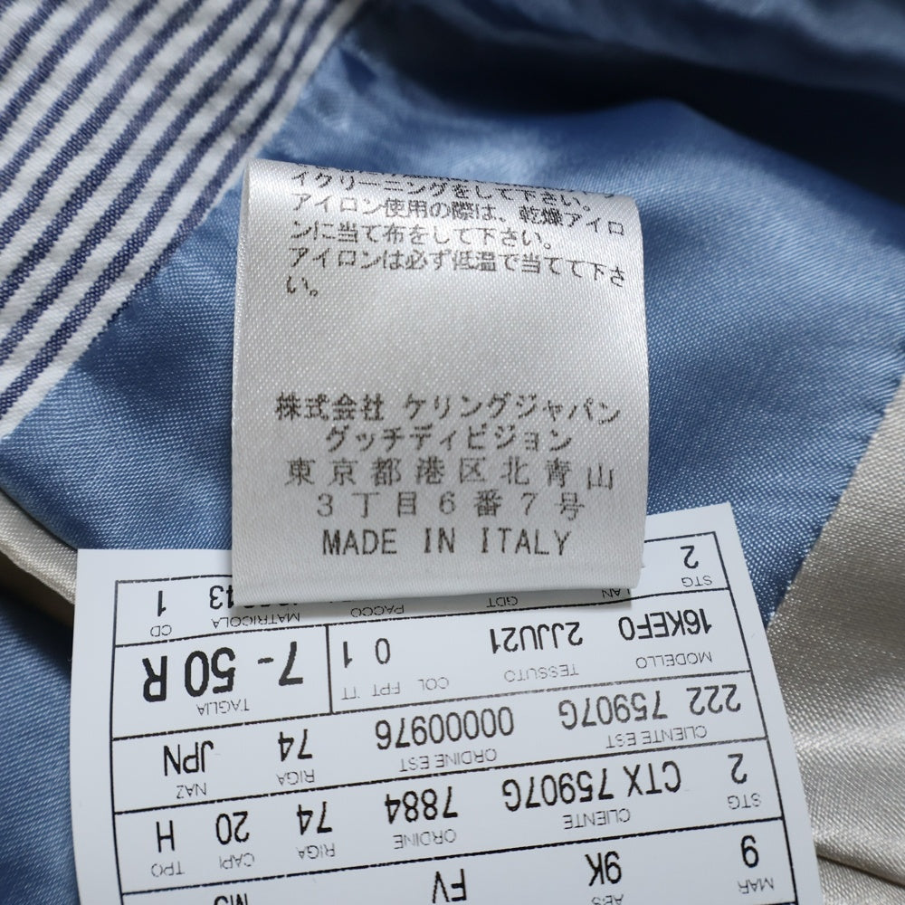 GUCCI(グッチ) シアサッカー ストライプ コットン 2B シングル テーラードジャケット ホワイト/ブルー 479312 Z411F