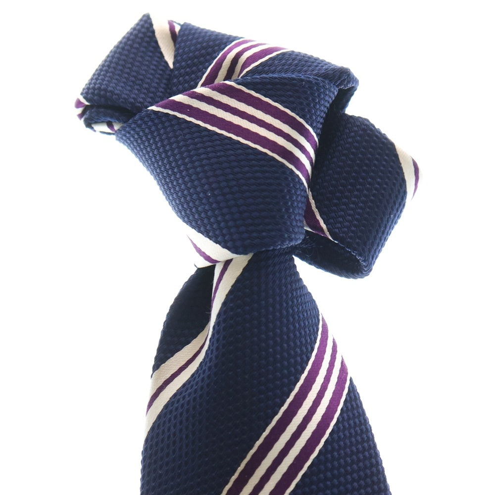 BURBERRY BLACK LABEL(バーバリー ブラックレーベル) ストライプ シルク ネクタイ ネイビー/ホワイト