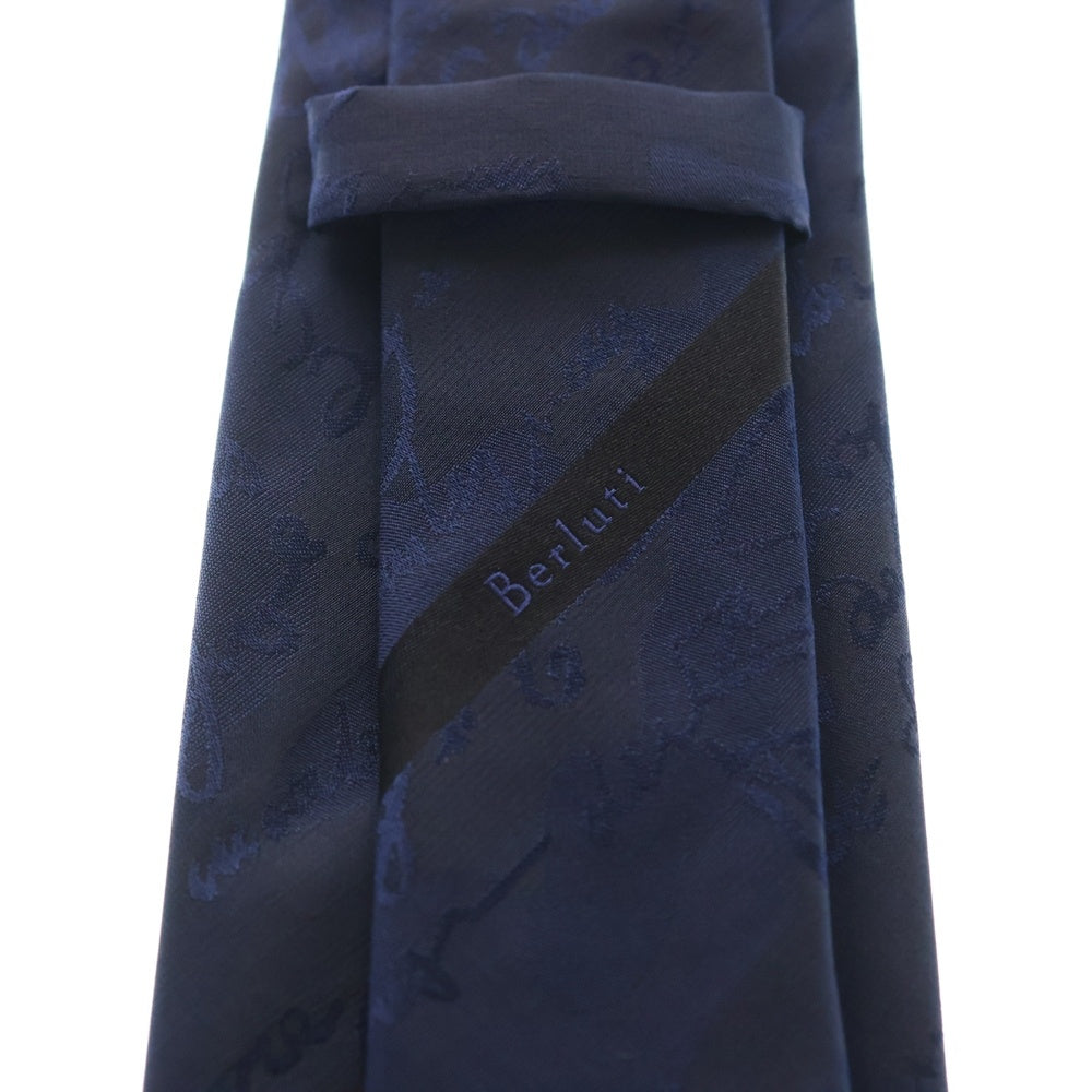 Berluti(ベルルッティ) スクリット カリグラフィ シルク ネクタイ ブルー