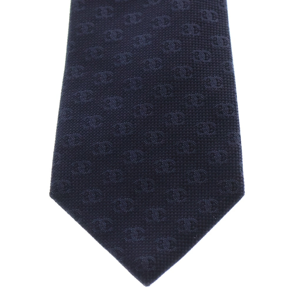 CHANEL　シャネル　ネクタイ　ネイビー　ココマーク総柄　シルク CHANEL(シャネル) ココマーク 総柄 コットン シルク ネクタイ ネイビー