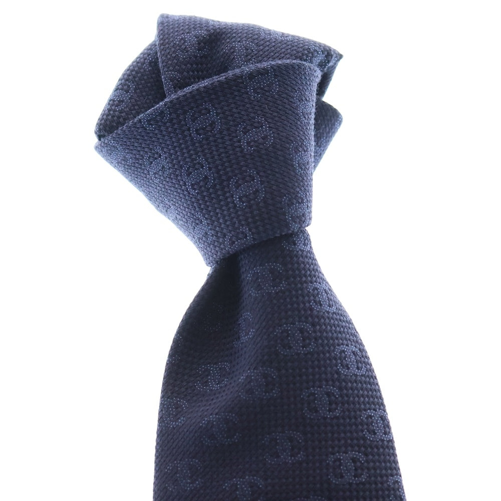 CHANEL(シャネル) ココマーク 総柄 コットン シルク ネクタイ ネイビー