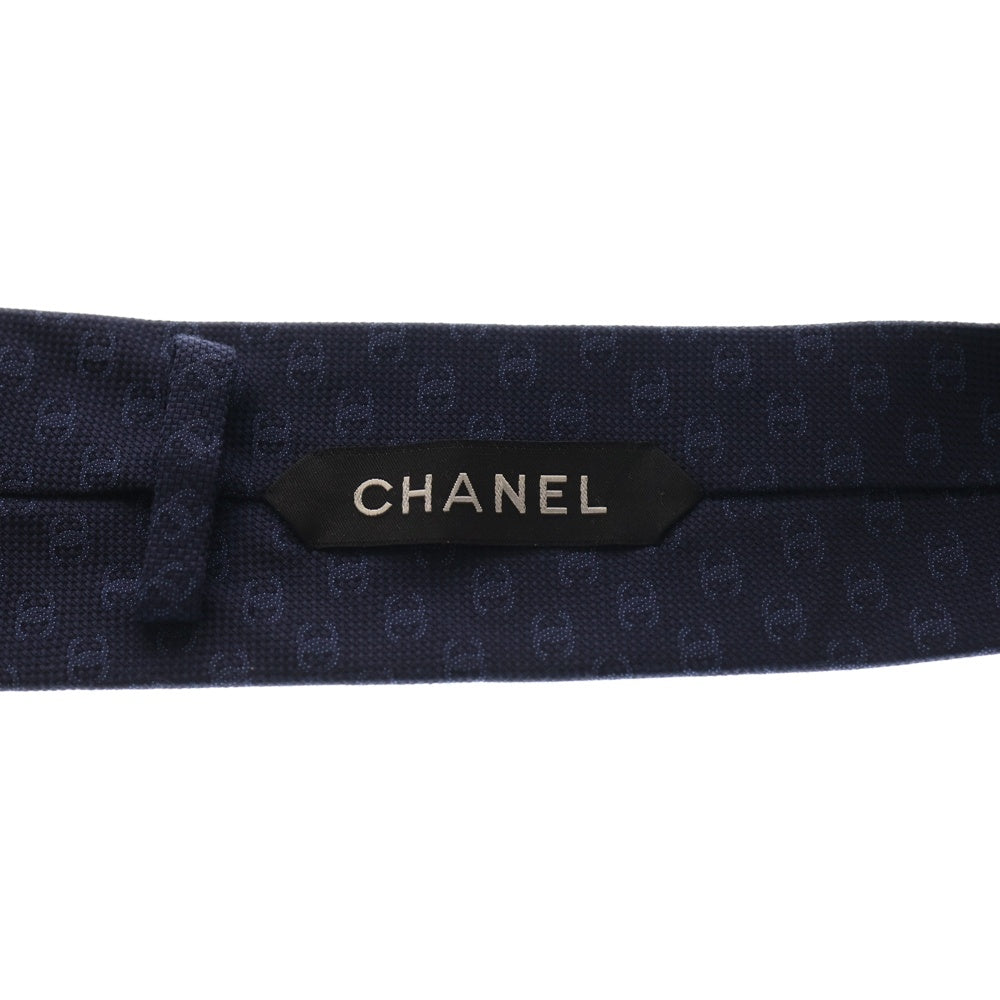 CHANEL(シャネル) ココマーク 総柄 コットン シルク ネクタイ ネイビー