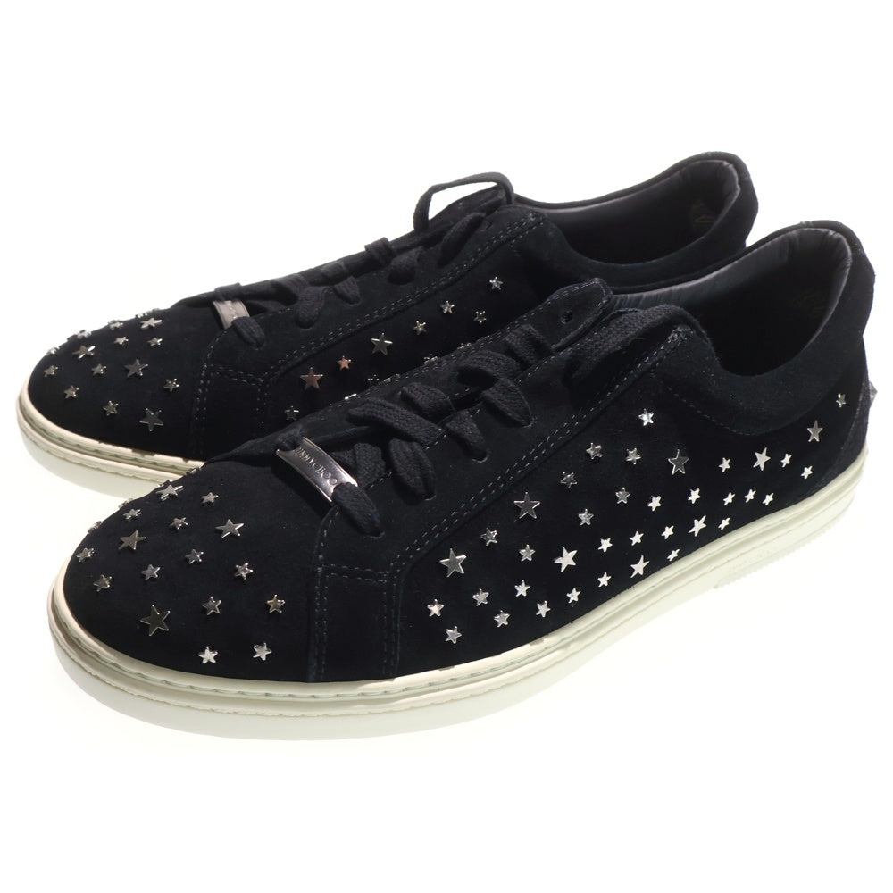 JIMMY CHOO(ジミーチュウ) CASH キャッシュ スタースタッズ ロゴプレート スウェードレザー ローカットスニーカー ブラック