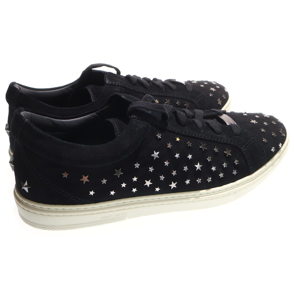 JIMMY CHOO(ジミーチュウ) CASH キャッシュ スタースタッズ ロゴプレート スウェードレザー ローカットスニーカー ブラック
