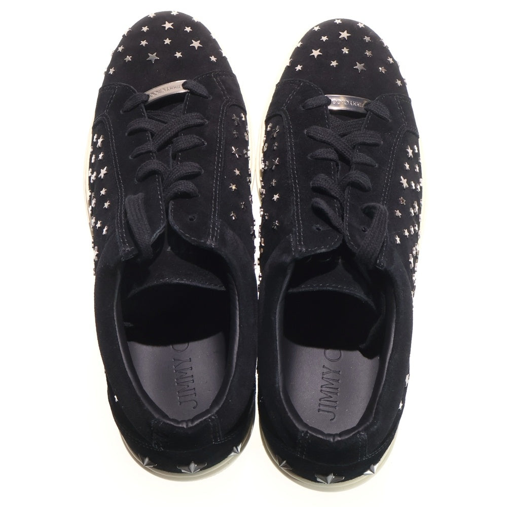 JIMMY CHOO(ジミーチュウ) CASH キャッシュ スタースタッズ ロゴプレート スウェードレザー ローカットスニーカー ブラック