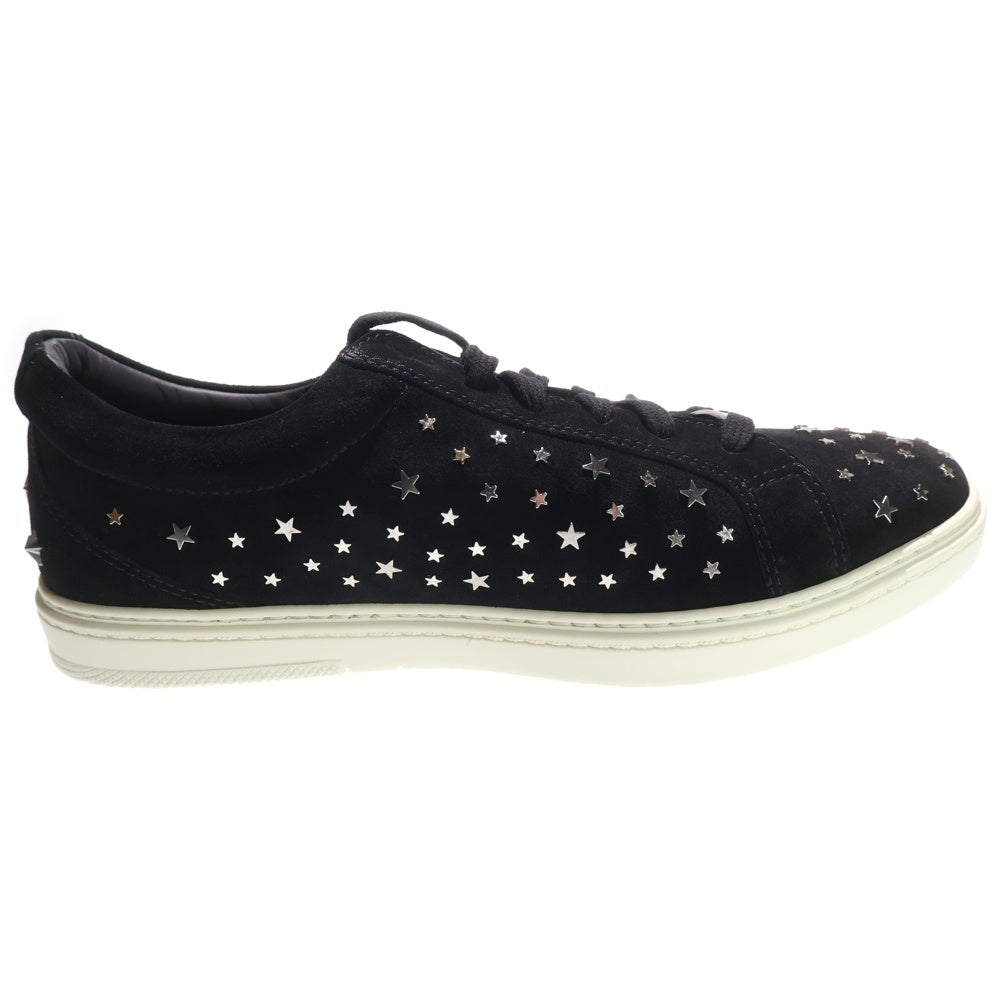 JIMMY CHOO(ジミーチュウ) CASH キャッシュ スタースタッズ ロゴプレート スウェードレザー ローカットスニーカー ブラック