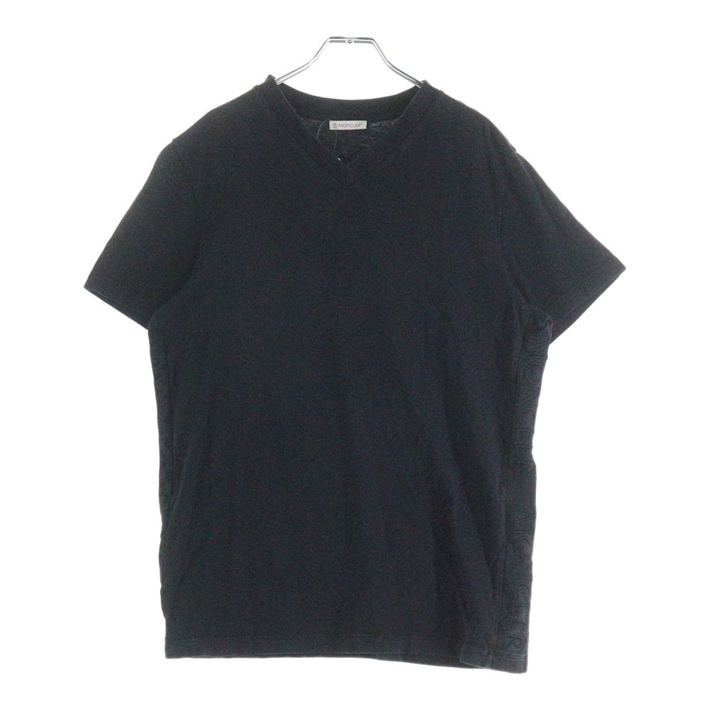 MONCLER(モンクレール) 20SS サイド エンブロイダリー ロゴ Vネック半袖Tシャツカットソー ブラック F10918C76210 8390T