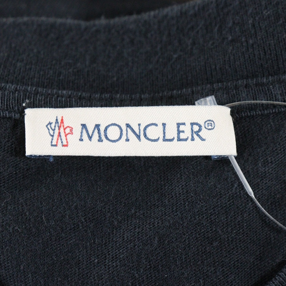MONCLER(モンクレール) 20SS サイド エンブロイダリー ロゴ Vネック半袖Tシャツカットソー ブラック F10918C76210 8390T