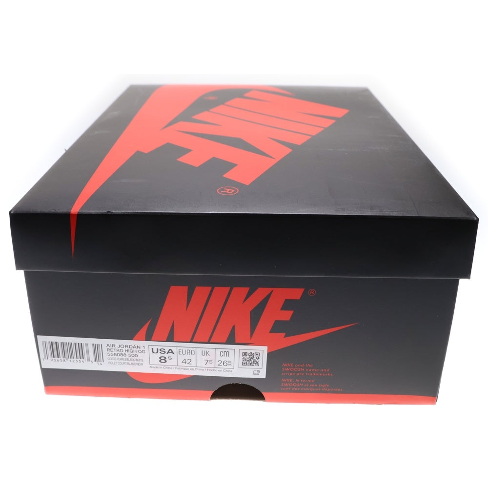 NIKE(ナイキ) AIR JORDAN 1 RETRO HIGH OG COURT PURPLE エアジョーダン1 コートパープル ハイカットスニーカー ホワイト/パープル US8.5/26.5cm 555088-500