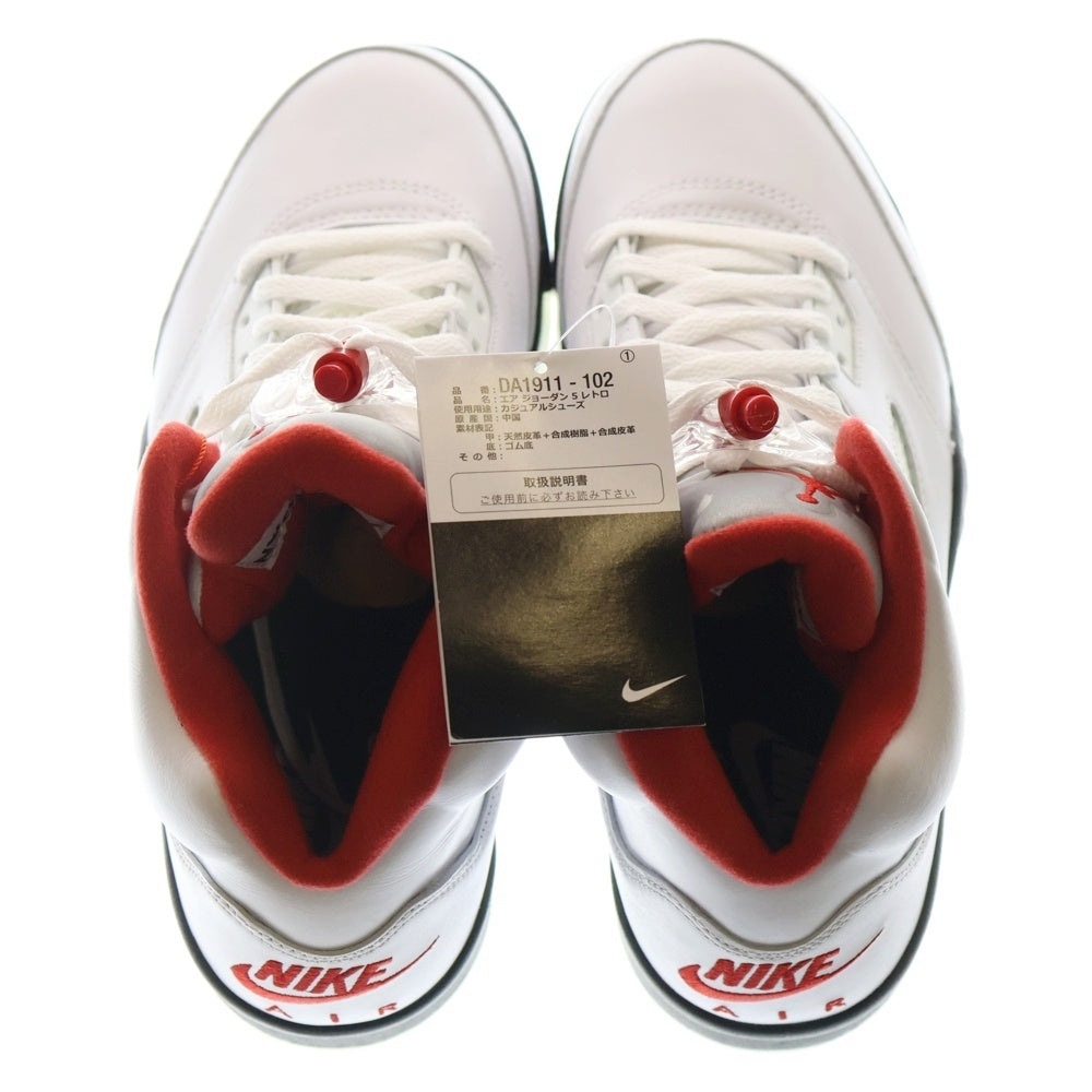 NIKE(ナイキ) AIR JORDAN 5 RETRO FIRE RED エアジョーダン5 ファイアレッド ハイカットスニーカー ホワイト/レッド US8.5/26.5cm DA1911-102
