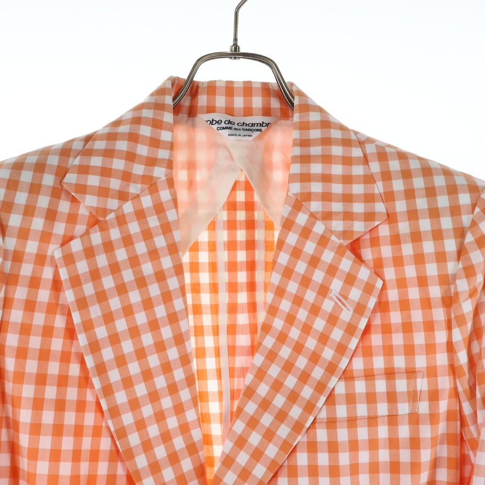 robe de chambre COMME des GARCONS(ローブドシャンブル コムデギャルソン) 01SS ギンガムチェック 2B シングルテーラードジャケット オレンジ レディース RJ-100500 AD2000