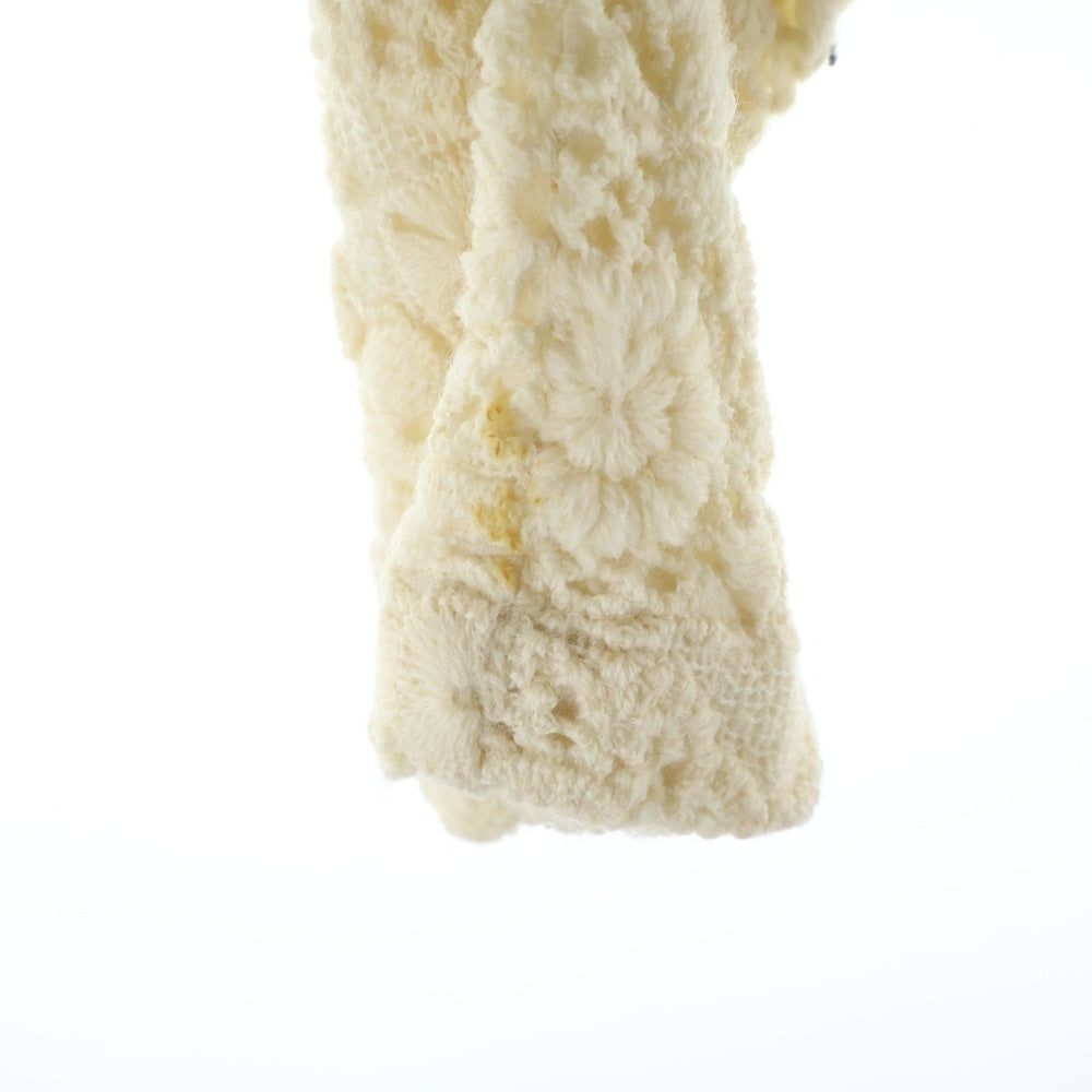 COMME des GARCONS(コムデギャルソン) 05AW フラワー刺繍 クロシェ編み 丸襟 ニットジャケット ホワイト レディース GP-J010 AD2005