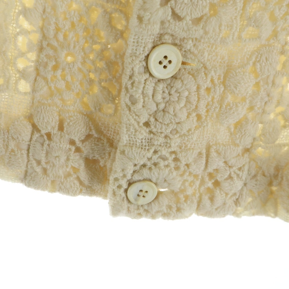 COMME des GARCONS(コムデギャルソン) 05AW フラワー刺繍 クロシェ編み 丸襟 ニットジャケット ホワイト レディース GP-J010 AD2005