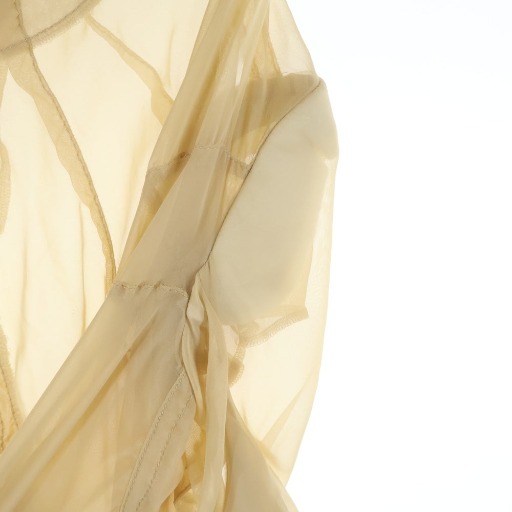 COMME des GARCONS(コムデギャルソン) 10SS ランダムコラージュ期 シースルー 2WAY フリルスカート ハーフジップ フリルスリーブ トップス ベージュ レディース GE-S042 AD2009