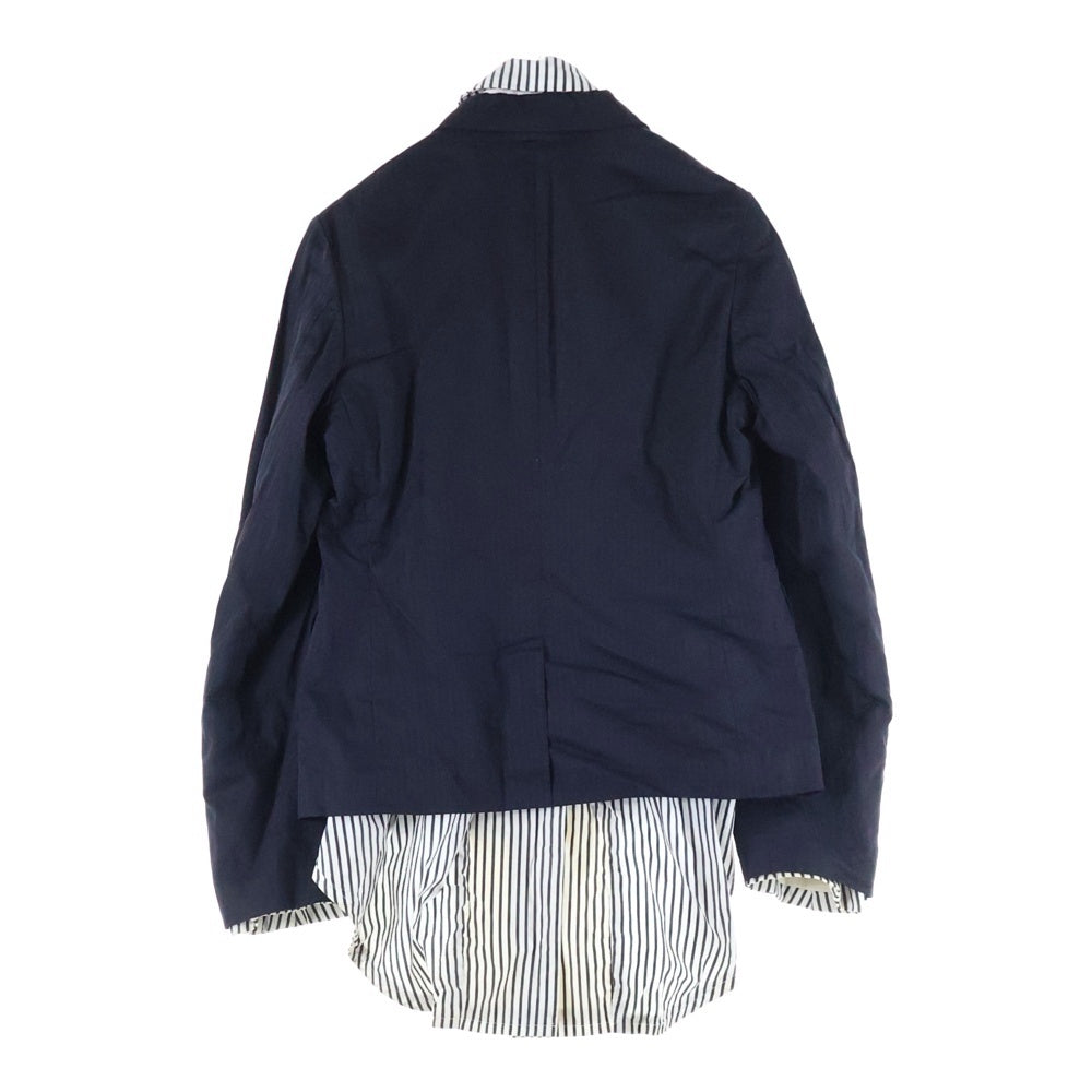 COMME des GARCONS(コムデギャルソン) 11SS 3ボタン ドッキング ストライプシャツ ジャケット ネイビー レディース GG-J046