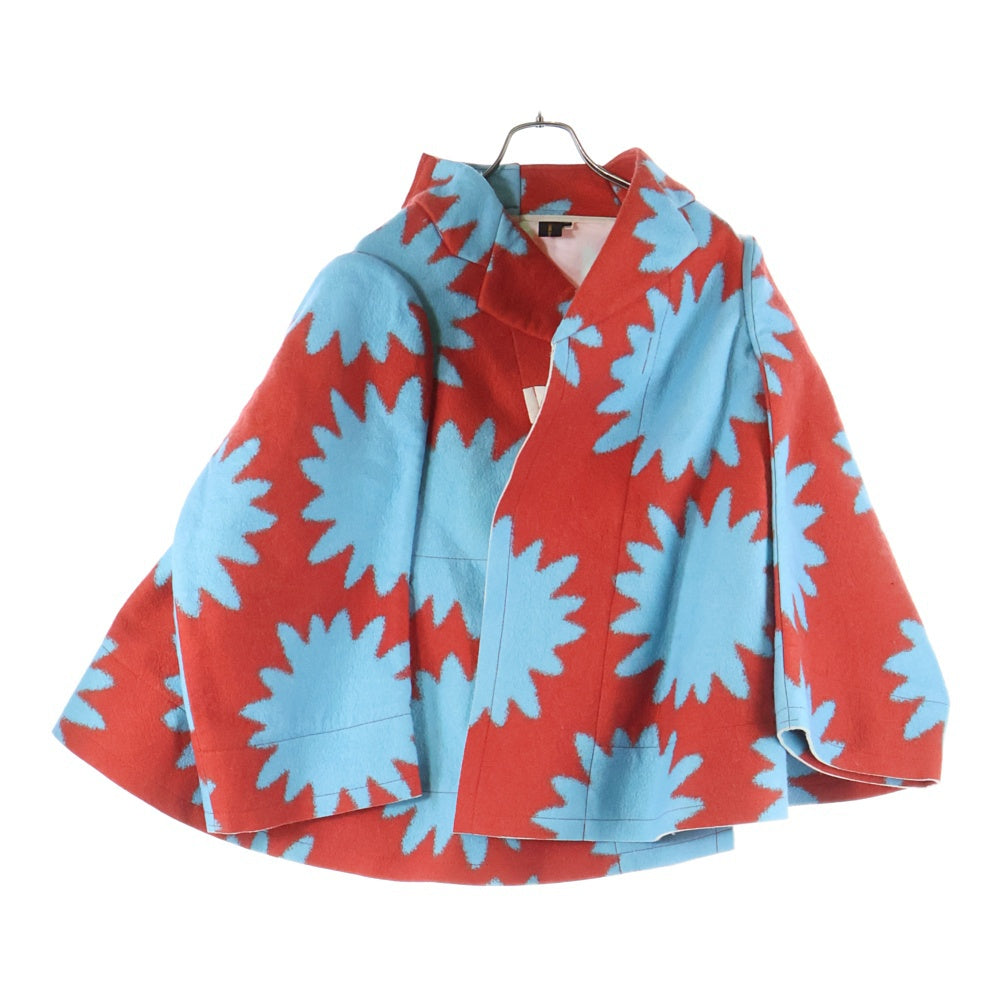 COMME des GARCONS(コムデギャルソン) 12AW 2次元 総柄デザイン ジャガード コート コンチョ レディース ブルー/レッド GJ-J020 AD2012