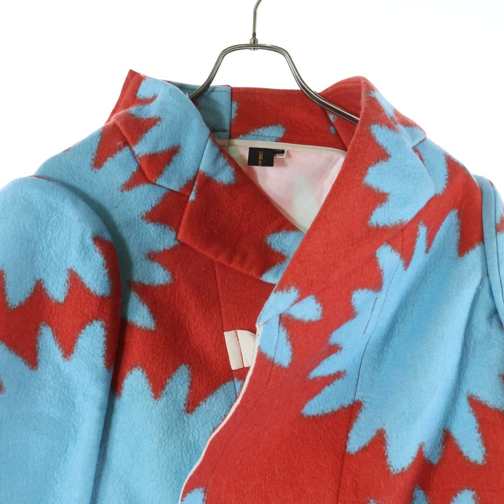COMME des GARCONS(コムデギャルソン) 12AW 2次元 総柄デザイン ジャガード コート コンチョ レディース ブルー/レッド GJ-J020 AD2012