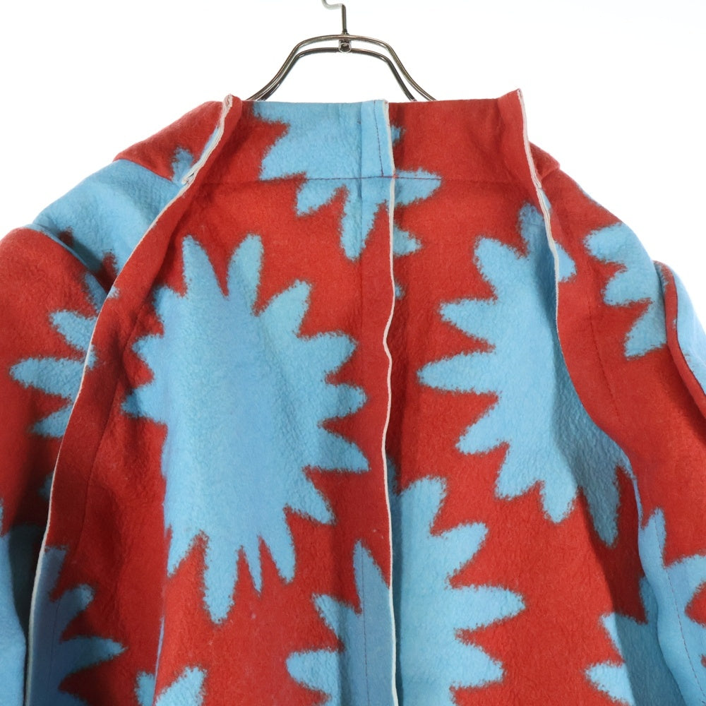 COMME des GARCONS(コムデギャルソン) 12AW 2次元 総柄デザイン ジャガード コート コンチョ レディース ブルー/レッド GJ-J020 AD2012