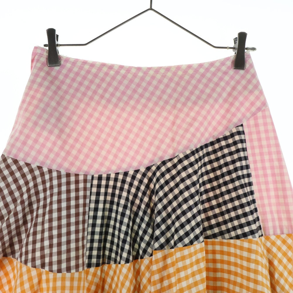 COMME des GARCONS(コムデギャルソン) 05SS ピンクパンサー期 ギンガムチェック パッチ 再構築 サーキュラースカート マルチ レディース GO-S081 AD2004