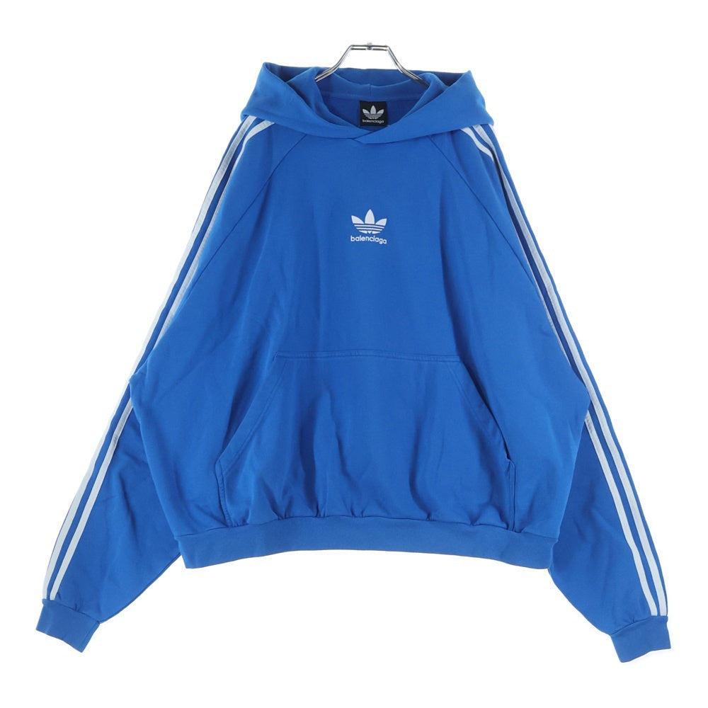 BALENCIAGA(バレンシアガ) 22AW ×adidas HOODIE LARGE FIT アディダス トレフォイルロゴ ラージフィット プルオーバーパーカー スウェットフーディ ブルー 729322 TNVN2