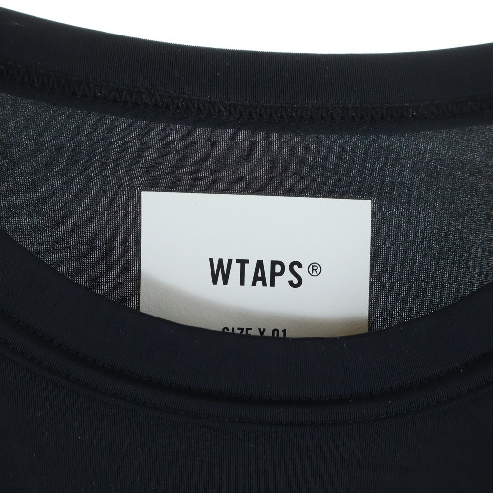 WTAPS(ダブルタップス) 25SS DCPN/LS/NLPL.CORDURA ロゴプリント コーデュラ クルーネック長袖Tシャツ カットソー ブラック 251ATDT-CSM24