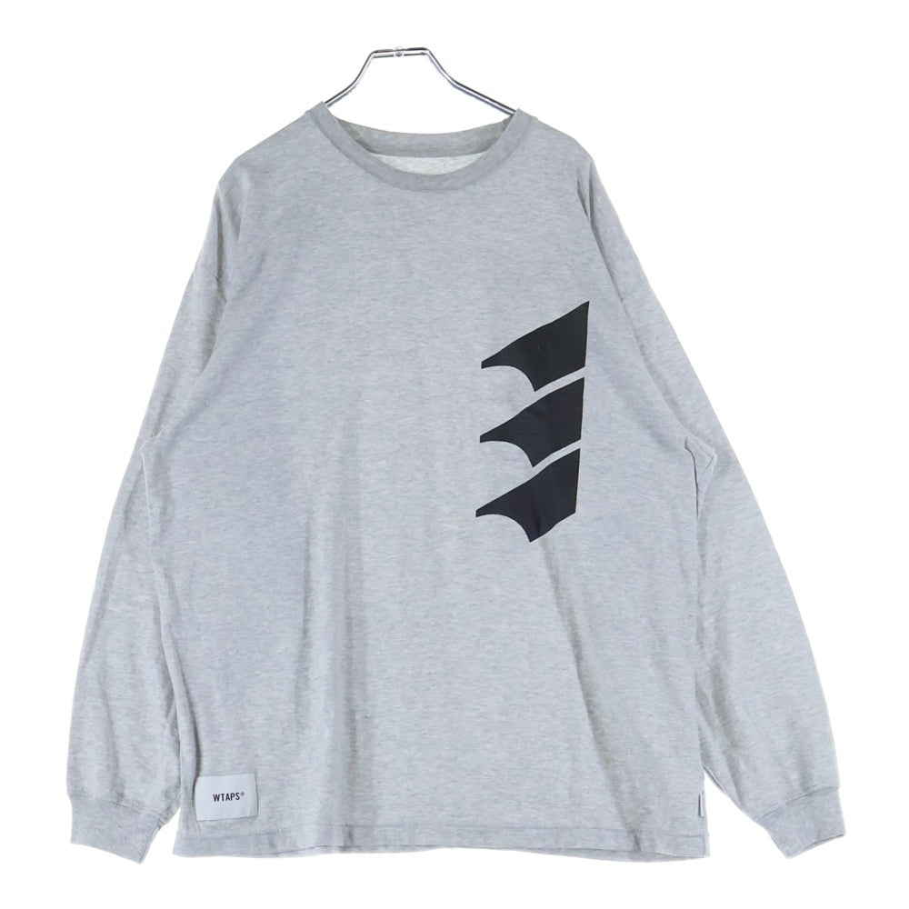 WTAPS(ダブルタップス) 25SS WOUND/LS /CTPL フロントプリント クルーネック長袖Tシャツ カットソー グレー 251ATDT-CSM10