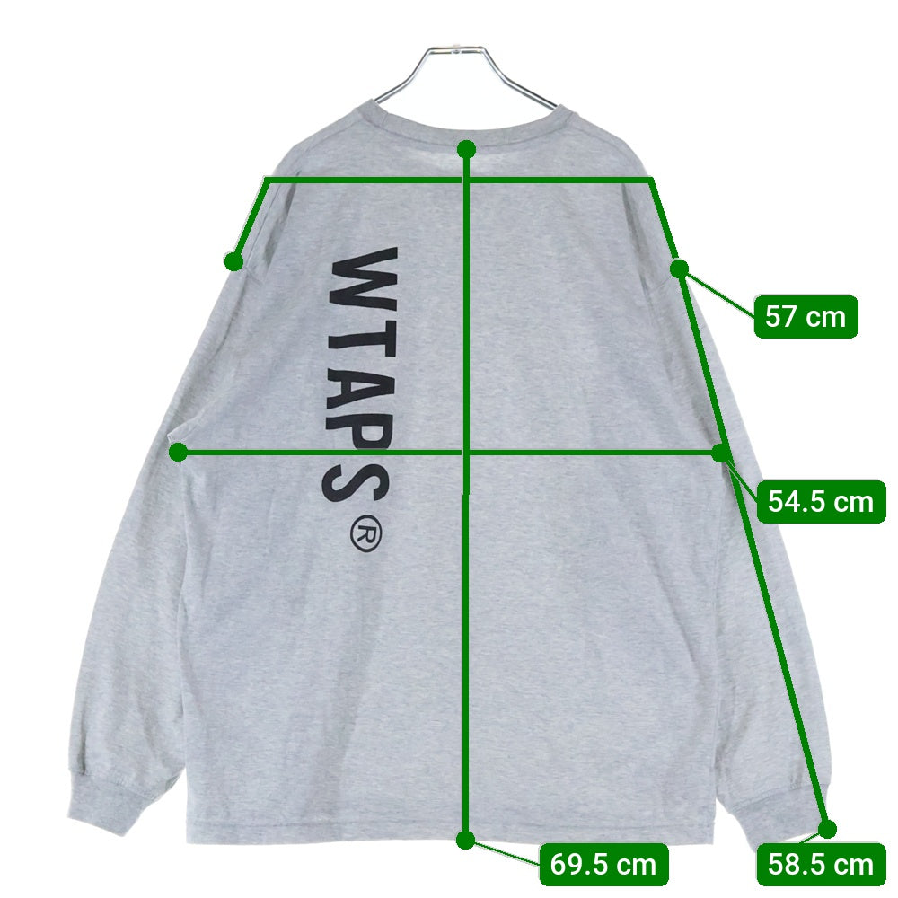 WTAPS(ダブルタップス) 25SS WOUND/LS /CTPL フロントプリント クルーネック長袖Tシャツ カットソー グレー 251ATDT-CSM10