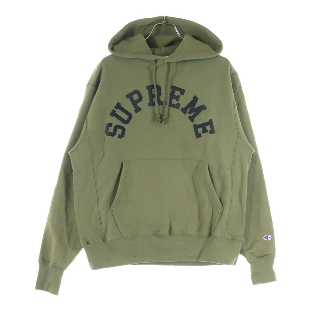 SUPREME(シュプリーム) 25SS ×Champion Hooded Sweatshirt チャンピオン アーチロゴ プルオーバーパーカー スウェットフーディ カーキ