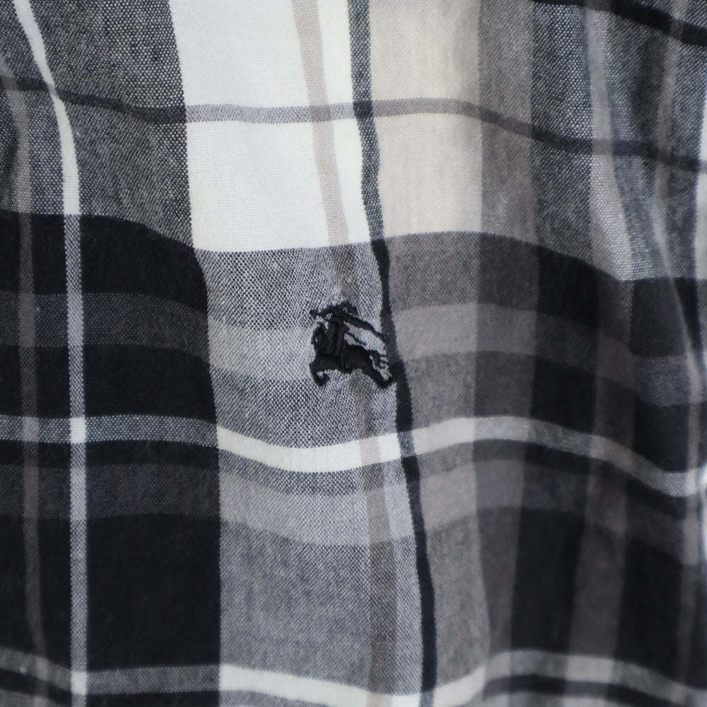BURBERRY BLACK LABEL(バーバリー ブラックレーベル) フランネル 長袖 チェックシャツ ブラック/ホワイト BMW05-204-06