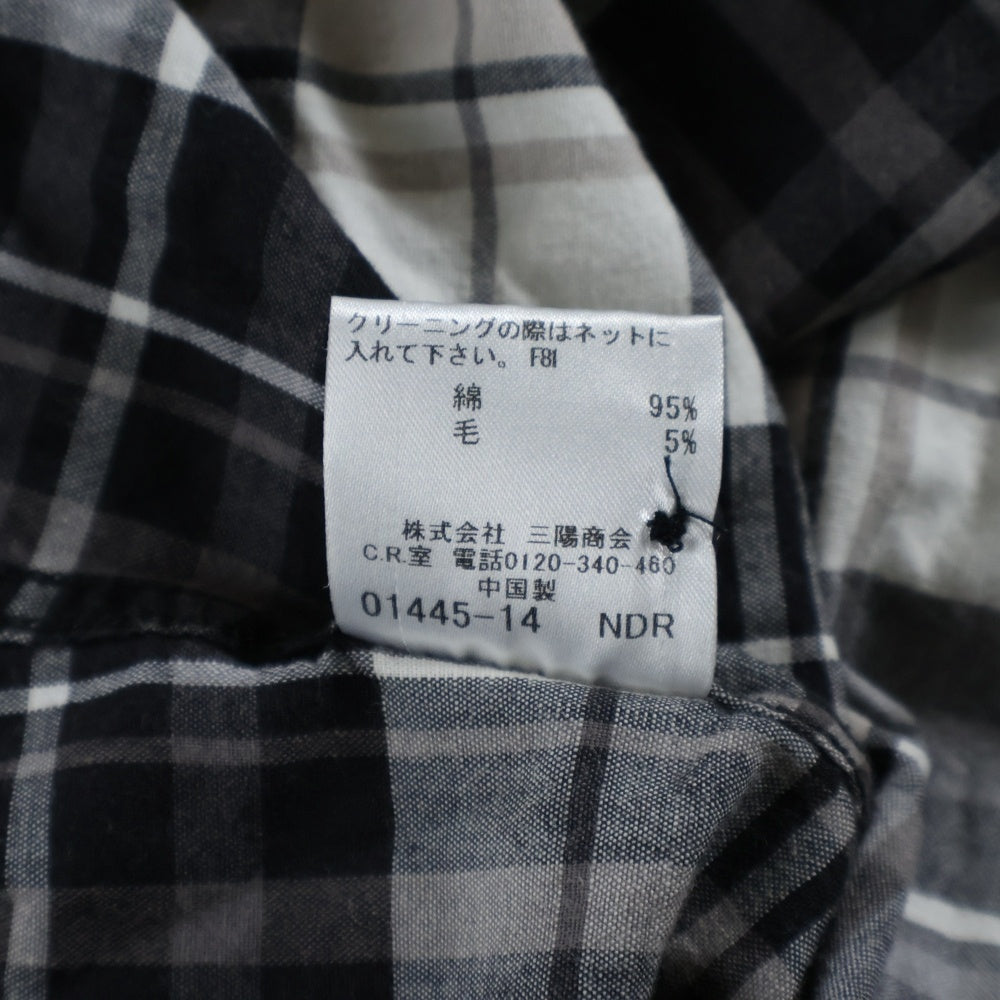 BURBERRY BLACK LABEL(バーバリー ブラックレーベル) フランネル 長袖 チェックシャツ ブラック/ホワイト BMW05-204-06