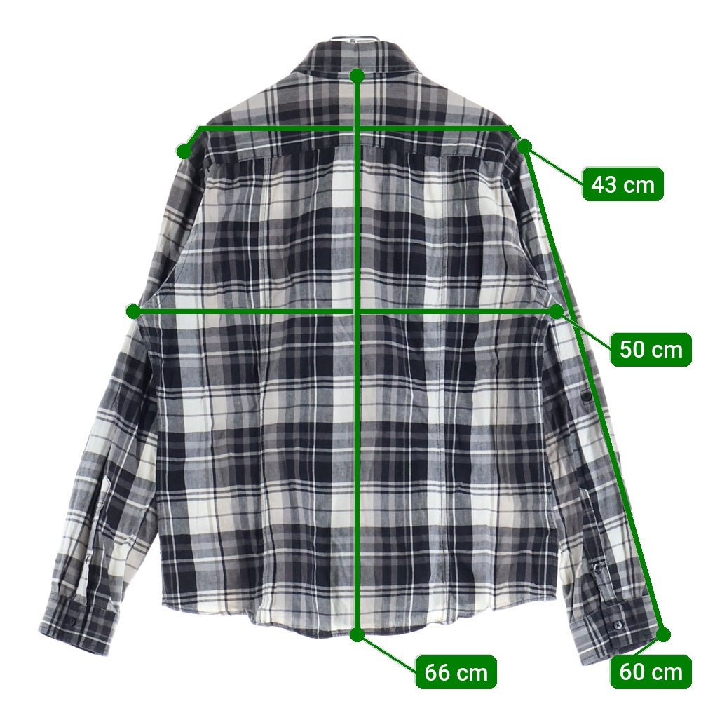 BURBERRY BLACK LABEL(バーバリー ブラックレーベル) フランネル 長袖 チェックシャツ ブラック/ホワイト BMW05-204-06