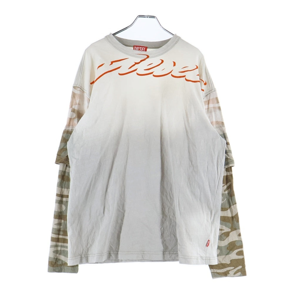 DIESEL(ディーゼル) T-WESHER-02 レイヤードロングスリーブ長袖Tシャツカットソー グレー A14879