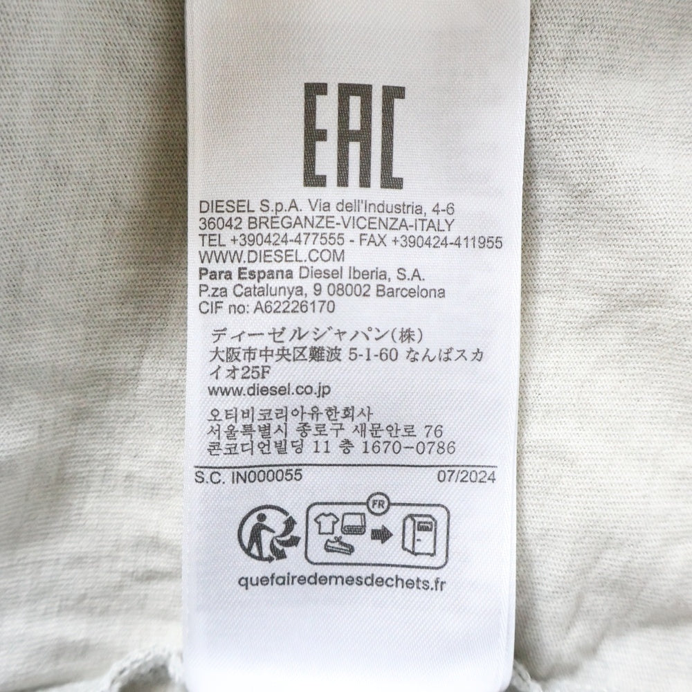 DIESEL(ディーゼル) T-WESHER-02 レイヤードロングスリーブ長袖Tシャツカットソー グレー A14879