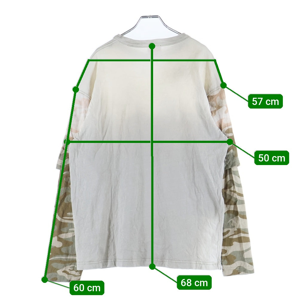 DIESEL(ディーゼル) T-WESHER-02 レイヤードロングスリーブ長袖Tシャツカットソー グレー A14879