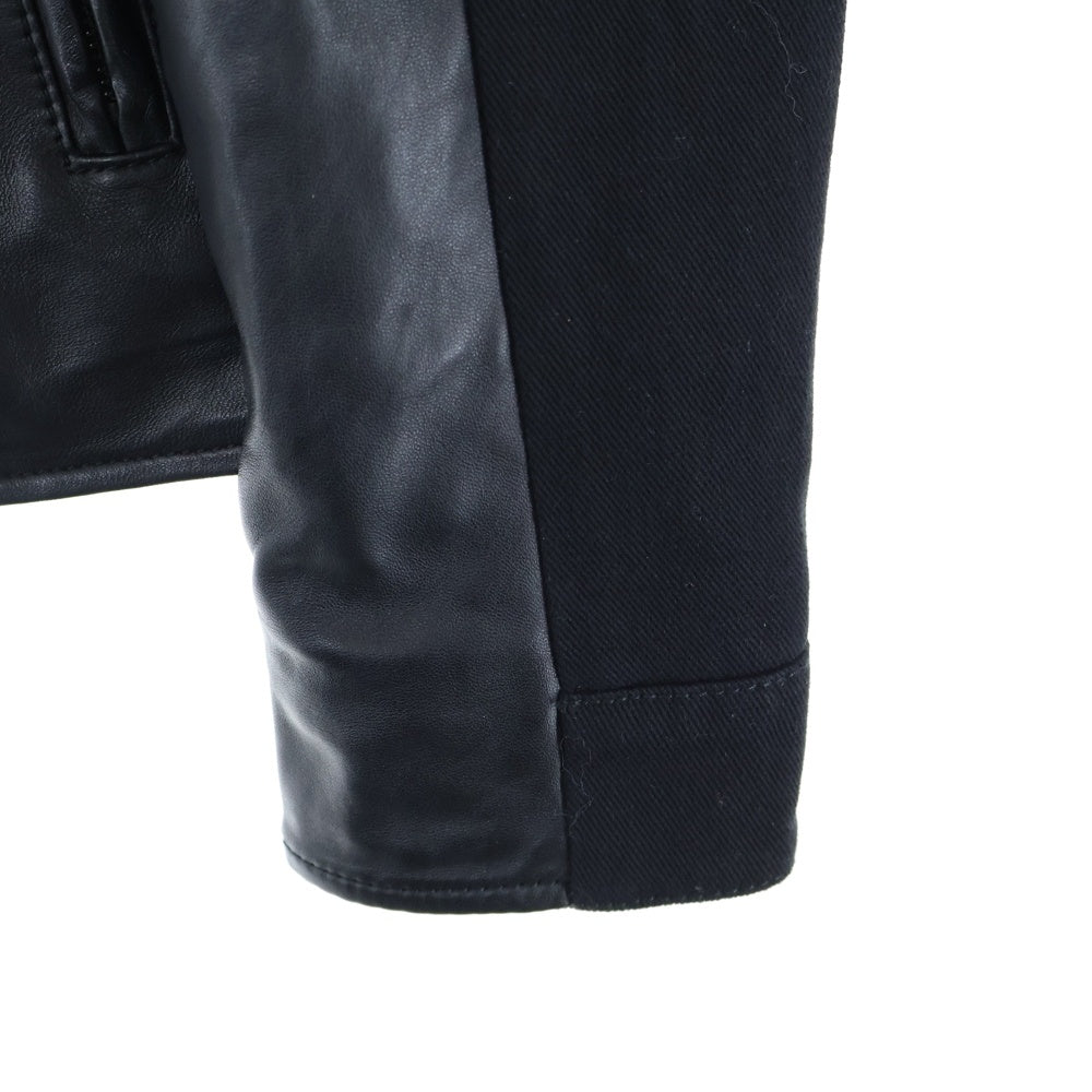 DIESEL(ディーゼル) L-SIMZ バックデニム切り替え シープスキン ジップアップ レザージャケット ブラック A16263