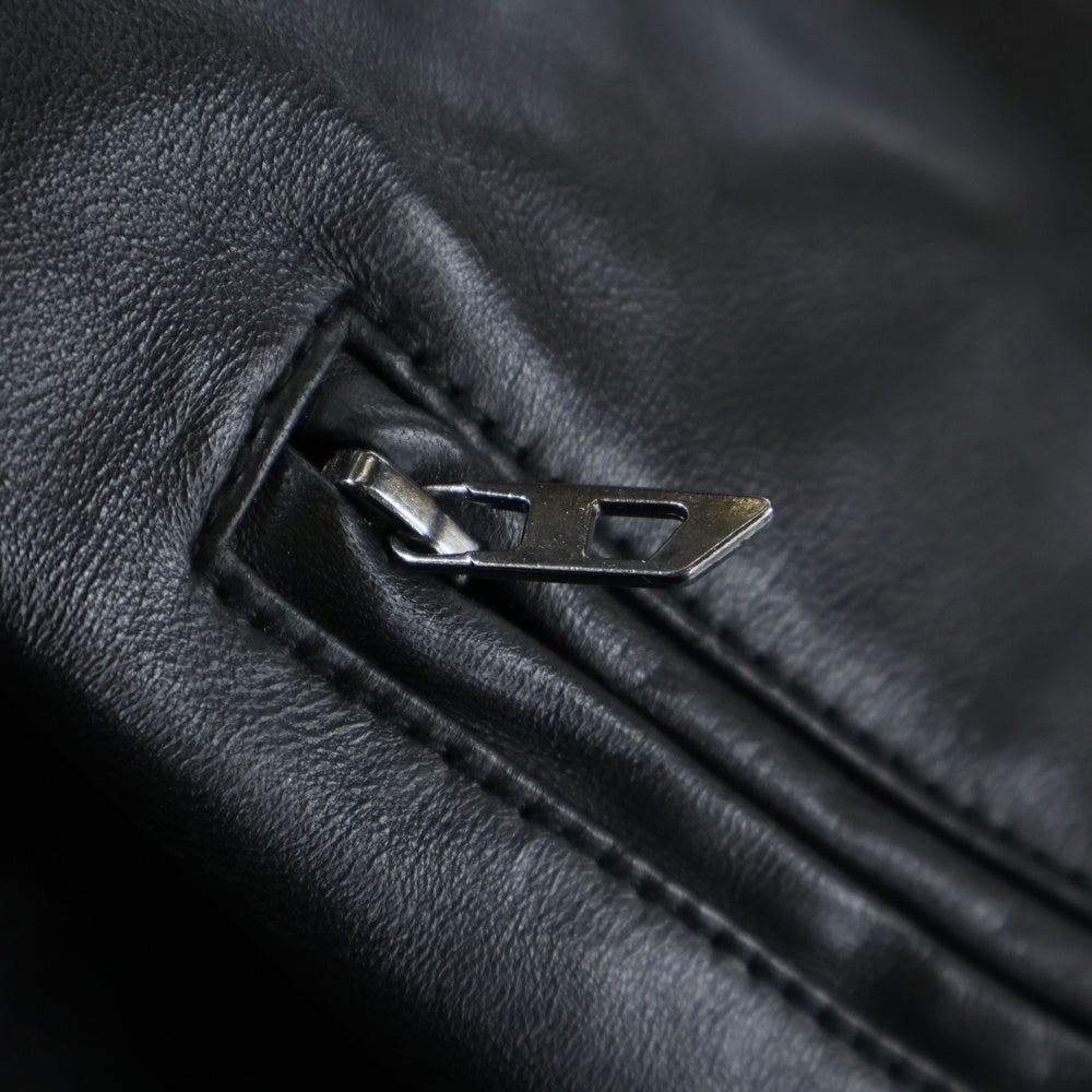 DIESEL(ディーゼル) L-SIMZ バックデニム切り替え シープスキン ジップアップ レザージャケット ブラック A16263