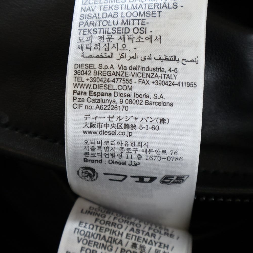 DIESEL(ディーゼル) L-SIMZ バックデニム切り替え シープスキン ジップアップ レザージャケット ブラック A16263