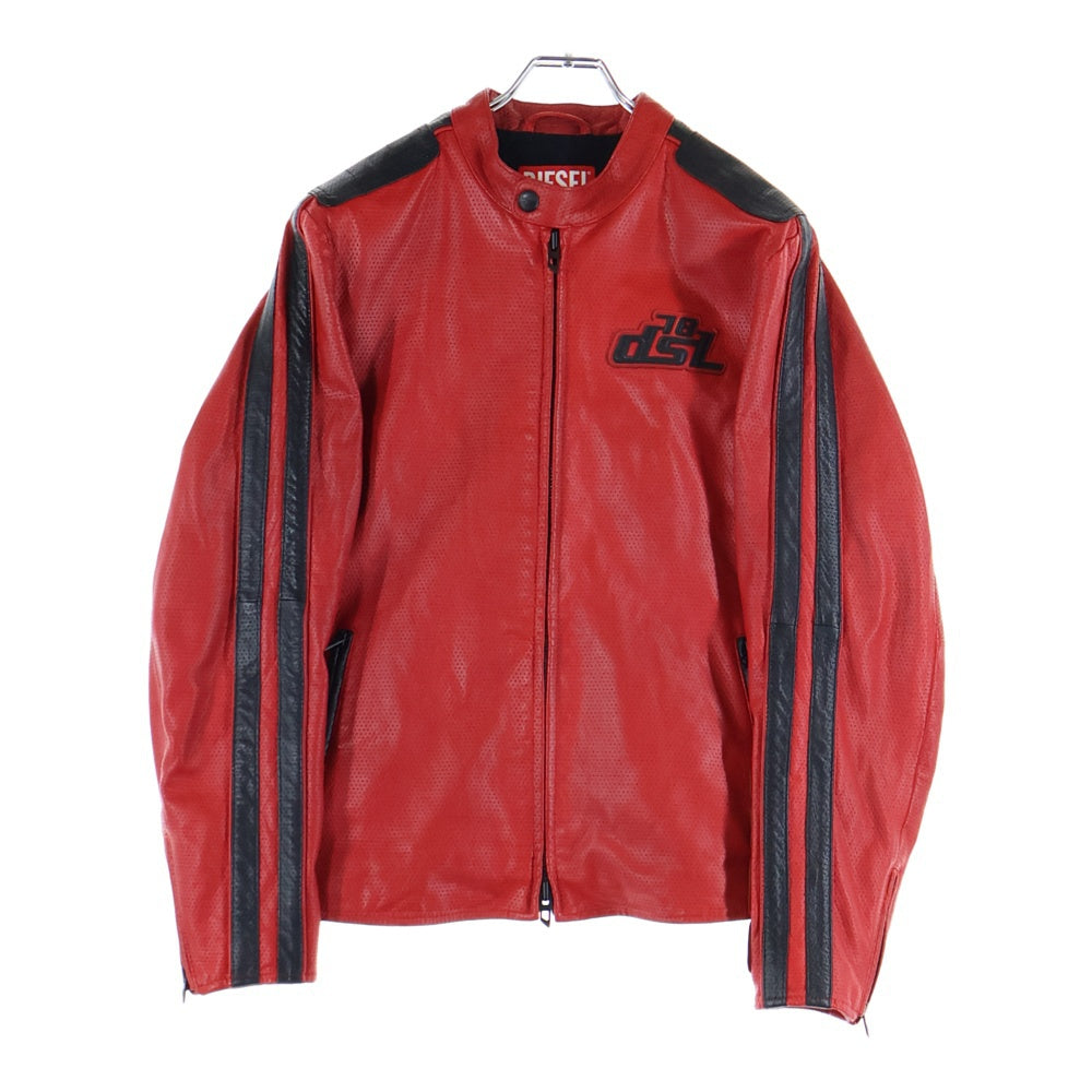 DIESEL(ディーゼル) 24AW L-POP ゴートスキン レザー レーシング ジャケット レッド A16681