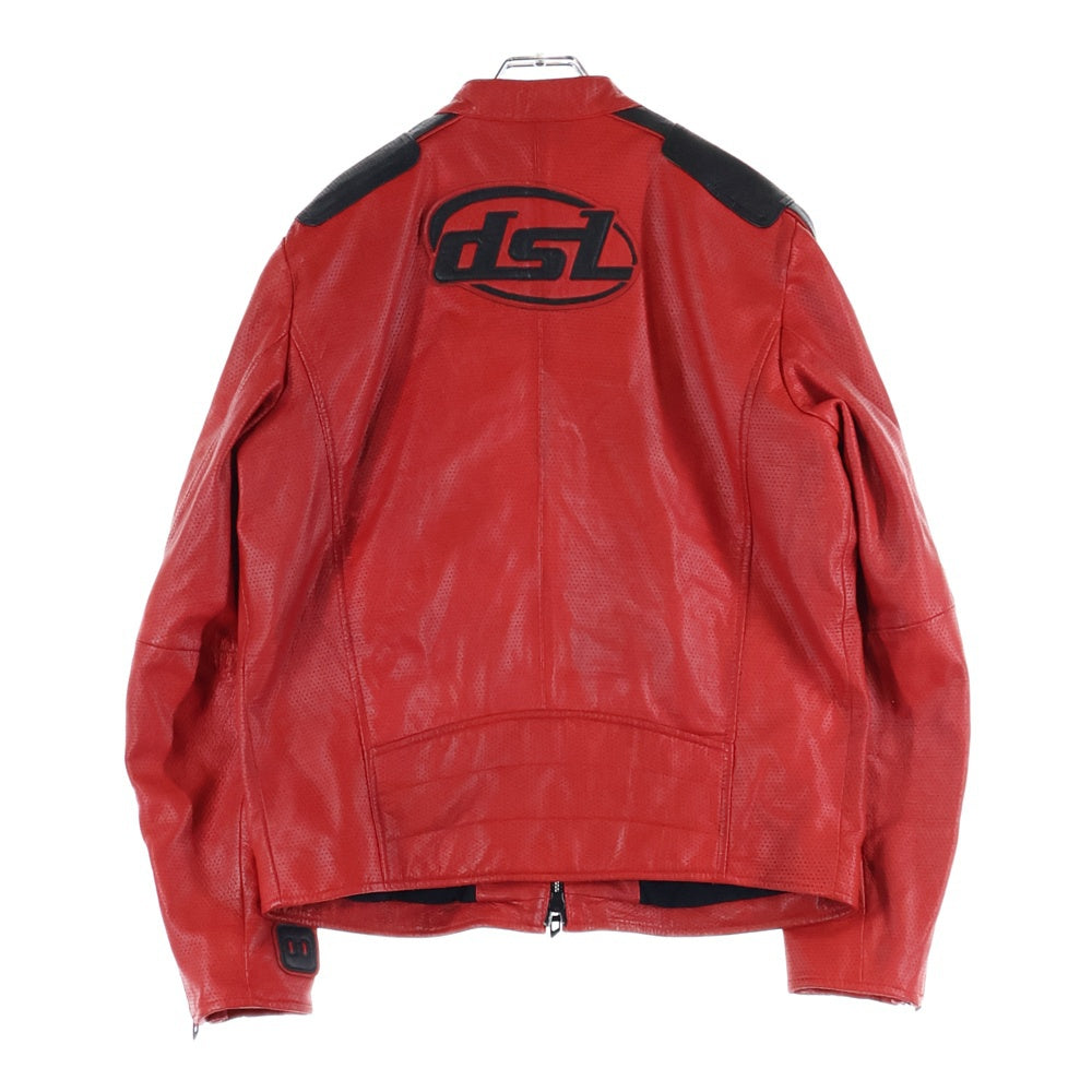 DIESEL(ディーゼル) 24AW L-POP ゴートスキン レザー レーシング ジャケット レッド A16681