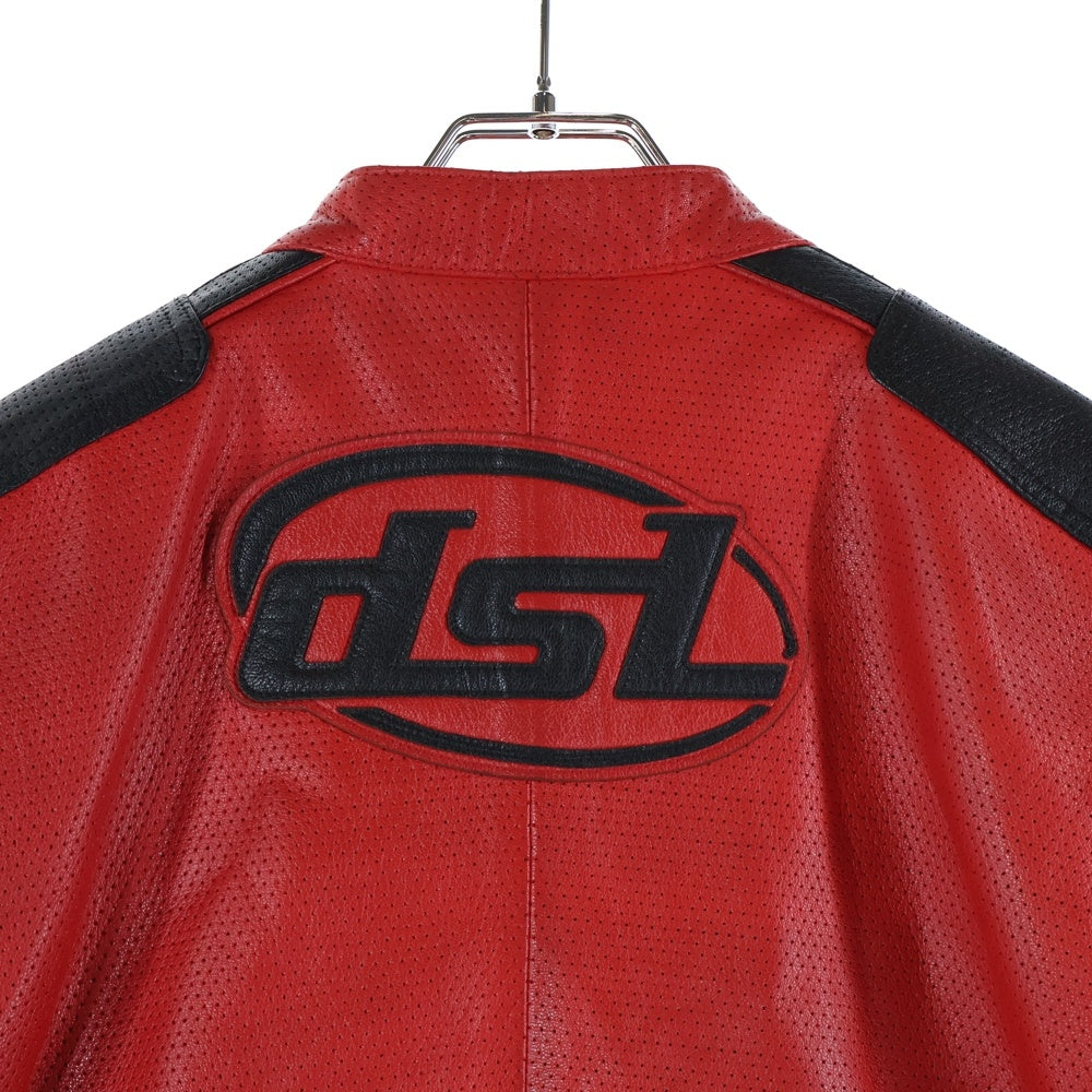 DIESEL(ディーゼル) 24AW L-POP ゴートスキン レザー レーシング ジャケット レッド A16681